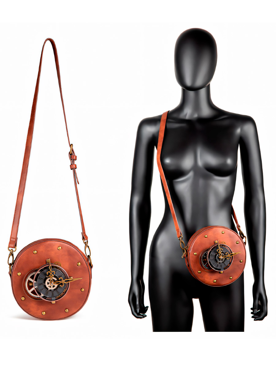 Сумка Стимпанк Круглая Часы - фото 2 - rockbunker.ru