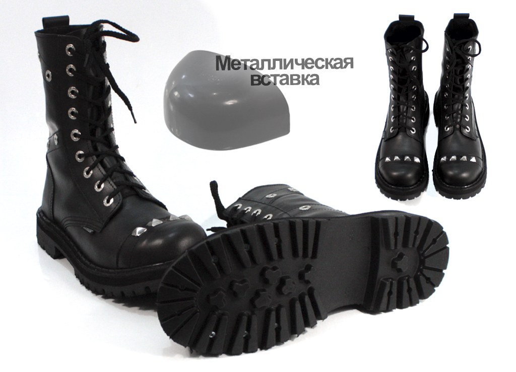 Ботинки высокие Ranger Black skull 9 колец - фото 3 - rockbunker.ru