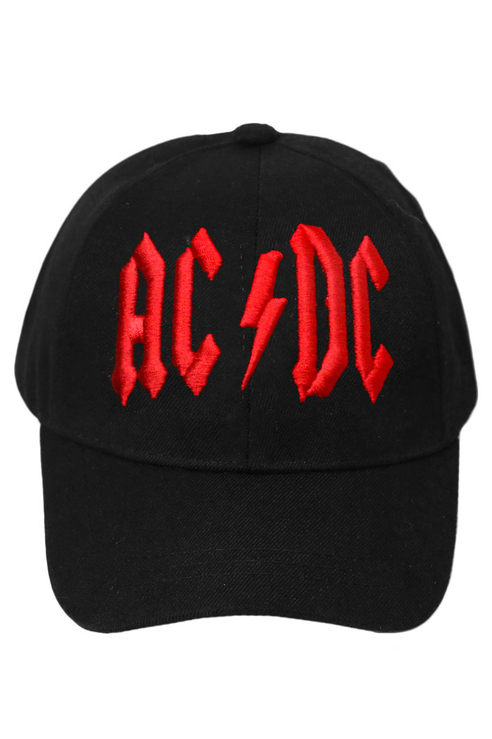 Бейсболка AC DC с 3D вышивкой красная - фото 2 - rockbunker.ru