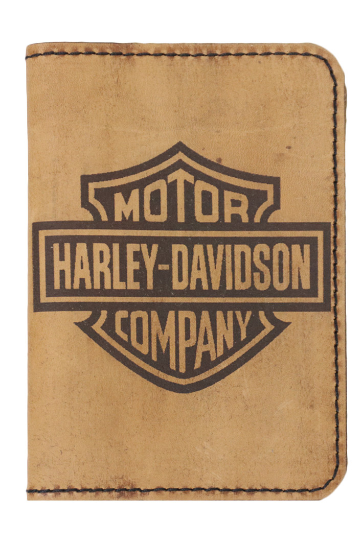 Обложка на паспорт Harley-Davidson кожаная - фото 1 - rockbunker.ru
