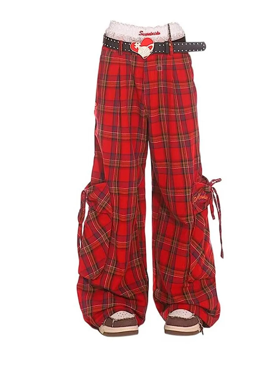 Штаны Летние Красная Клетка - фото 1 - rockbunker.ru