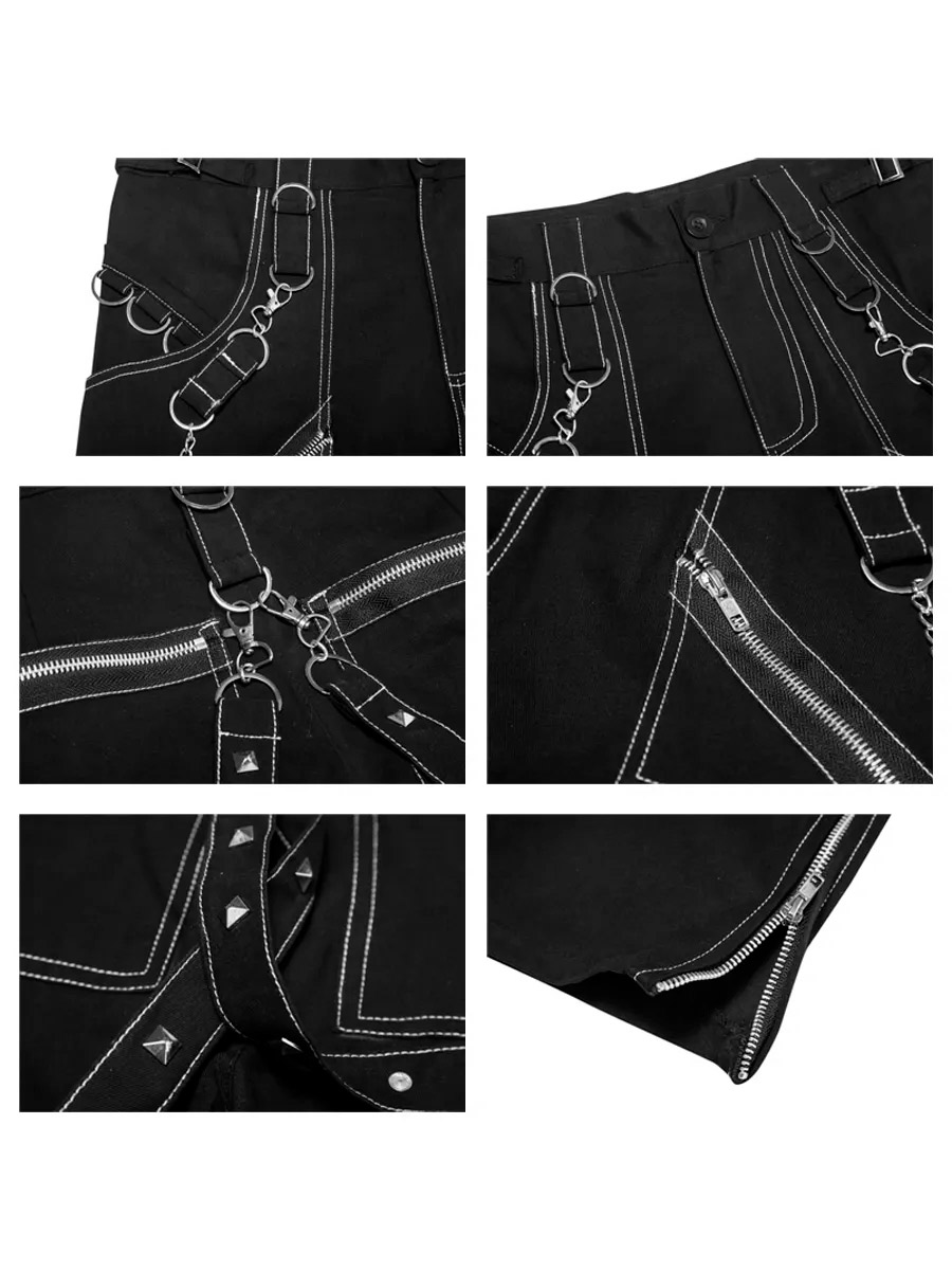 Штаны с Цепями Белая Строчка - фото 3 - rockbunker.ru