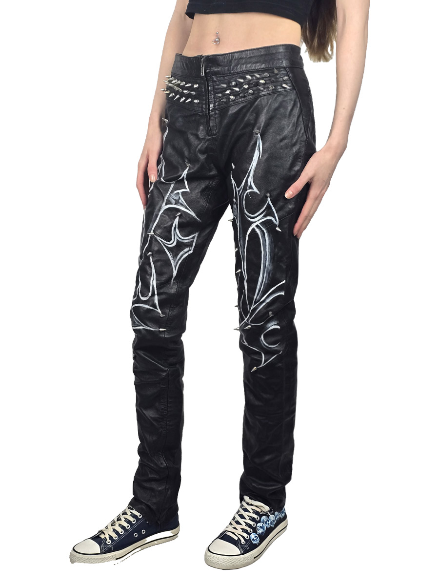 Штаны кастомные кожаные Trible - фото 1 - rockbunker.ru