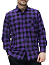 Рубашка клетчатая фланелевая черно фиолетовая (Размер: L)