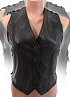 Жилет кожаный женский Classic Rock со шнуровкой на плечах черный (Размер: 3XL)